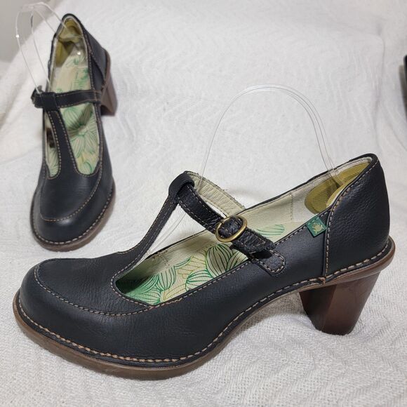 El Naturalista Duna N539 T-strap Mary Jane Leather Heels Handstitched Size 41 10 - Picture 1 of 15